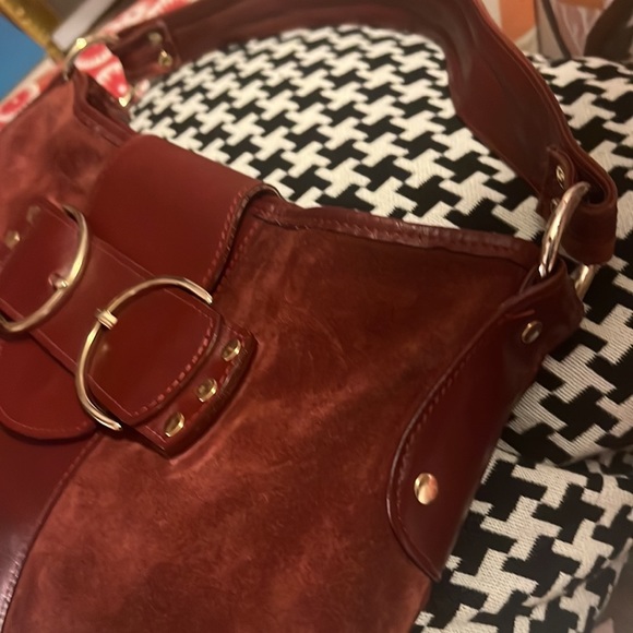 LUCA LUCA Leather Trimmed Suede Hobo Hand Bag - Picture 13 of 16